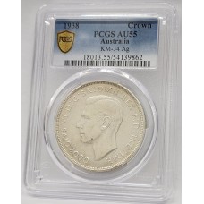 AUSTRALIA 1938 . CROWN . PCGS AU55